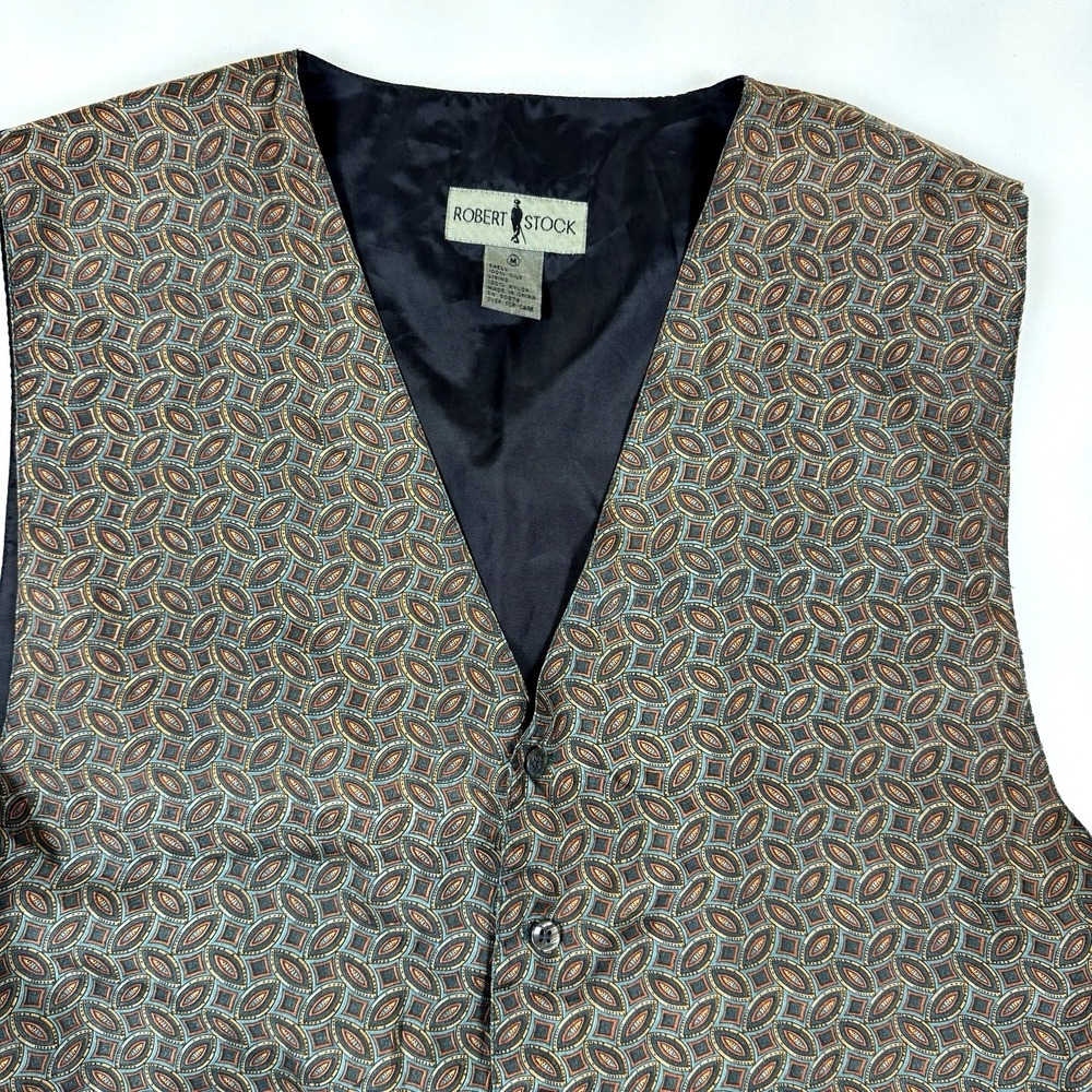 Robert Stock Silk Vest Mens Medium M Silk Trail Paisley Multicolor - Picture 2 of 11